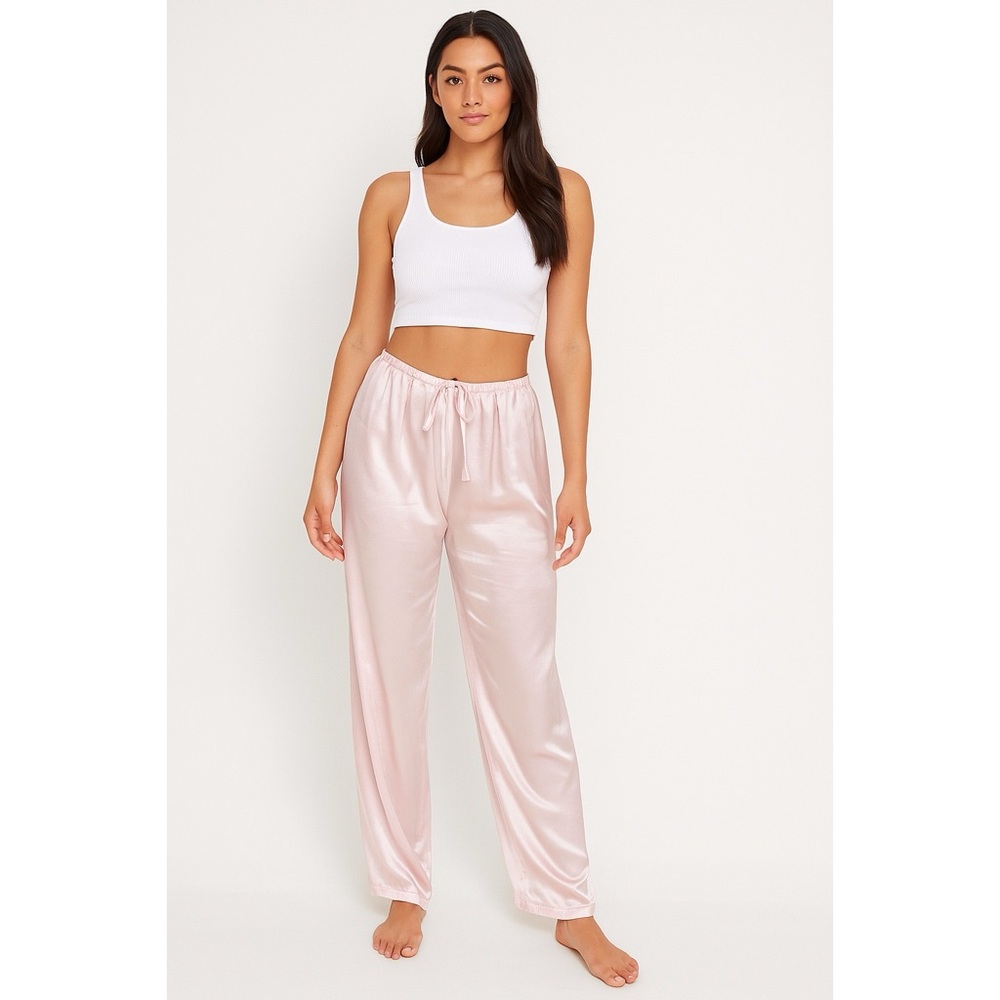 JNY | VTG Pink Sheen Pull-on Comfy Lightweight Coquette PJ Bottoms Satin Pants